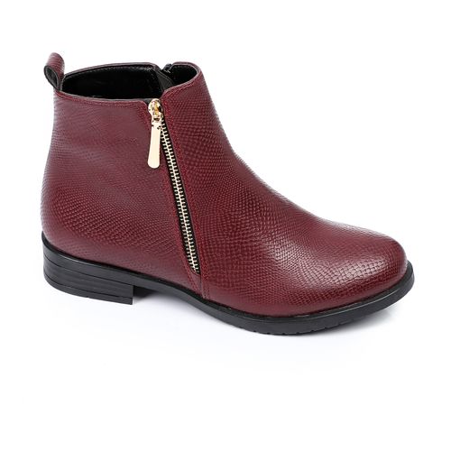 Burgundy leather ankle boots sales