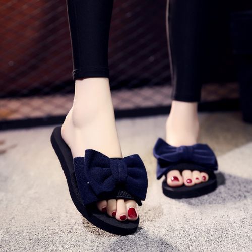 Buy Fashion Hiamok Women's Bohemian Bow Flat Slippers Summer Sandals Non-slip Beach Shoes	Women's Bohemian Bow Flat Slippers Summer Sandals Non-slip Beach Shoes in Egypt