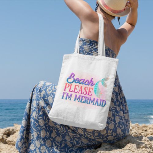 Beach please canvas tote top