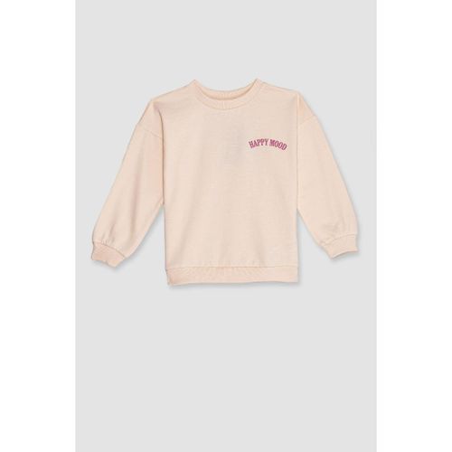 product_image_name-Defacto-Baby Girl Bike Neck Regular Fit Sweat Shirt - Sand-1