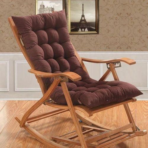 Generic Winter recliner cushion rocking chair cushion thickened rattan bamboo chair cushion happy chair cushion folding chair cushion strap fixed Blue short section excluding chairs 48120cm short sect...