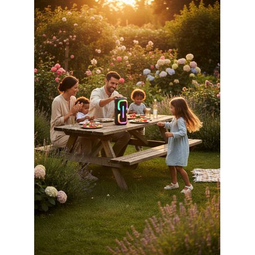 product_image_name-JNUOBI-GN-20 Portable Bluetooth Party Speaker Dual 6.5 Inch Woofers 40W Stereo Sound with Full Panel RGB Light Show, USB Support & 2400mAh High Capacity Battery for Outdoor Events-4