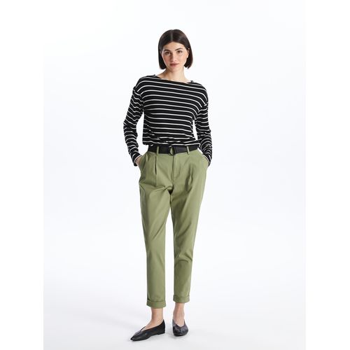 product_image_name-LC Waikiki-Belted Waist Straight Gabardine Women's Trousers-1