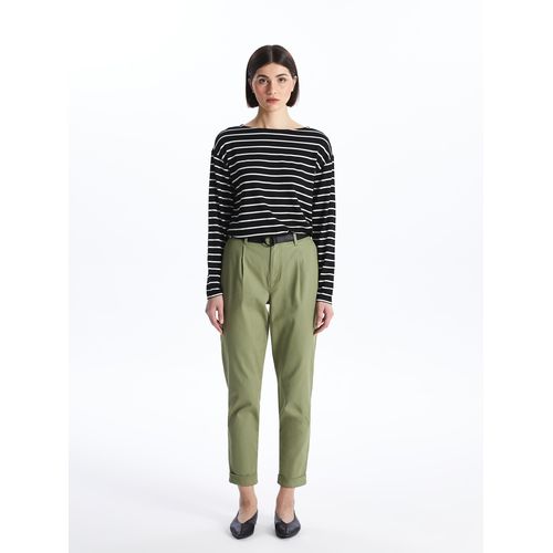 product_image_name-LC Waikiki-Belted Waist Straight Gabardine Women's Trousers-5