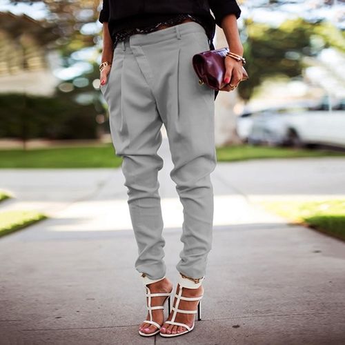 Fashion (gray)Women's Summer Trousers Women High Waist Harem Pants
