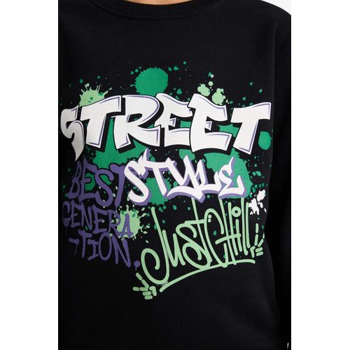 product_image_name-Defacto-Boy Crew Neck Printed Soft Fleece Lining Sweatshirt-4