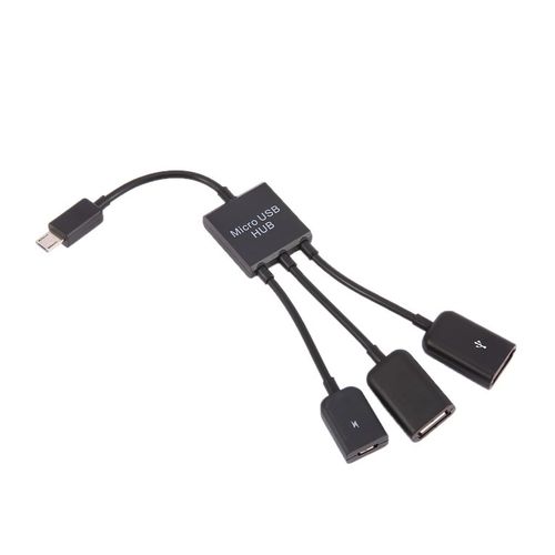 Buy TA-3 In 1 Micro USB HUB Male To Female Double USB 2.0 Host OTG Adapter Cable in Egypt