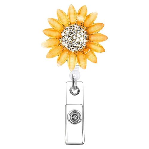 Generic 1 Piece Sunflower Retractable ID Name Card Holder Reel Badge Orange  @ Best Price Online