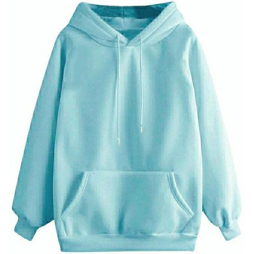 Buy Front Stitched Floral High Low Hoodie - Light Blue in Egypt