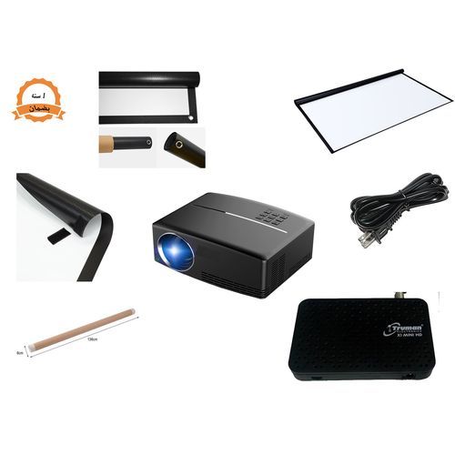 Generic Gp80 Led Projector - 30000 Hour - 1800 Lumens + Mini Receiver + Hd Cable + Screen Roll