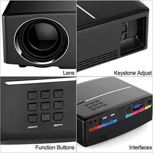 Generic Gp80 Led Projector - 30000 Hour - 1800 Lumens + Mini Receiver + Hd Cable + Screen Roll