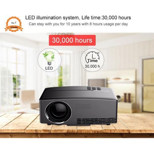 Generic Gp80 Led Projector - 30000 Hour - 1800 Lumens + Mini Receiver + Hd Cable + Screen Roll