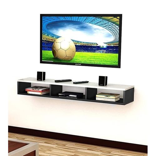 اشتري Modern Home Wall Mounted TV Unit And Cabinet 90cm  (Black With White) في مصر