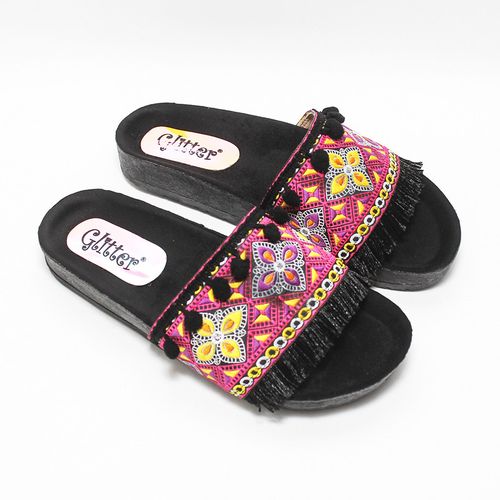 Buy Glitter Women Slippers - Camel + Multi Color in Egypt