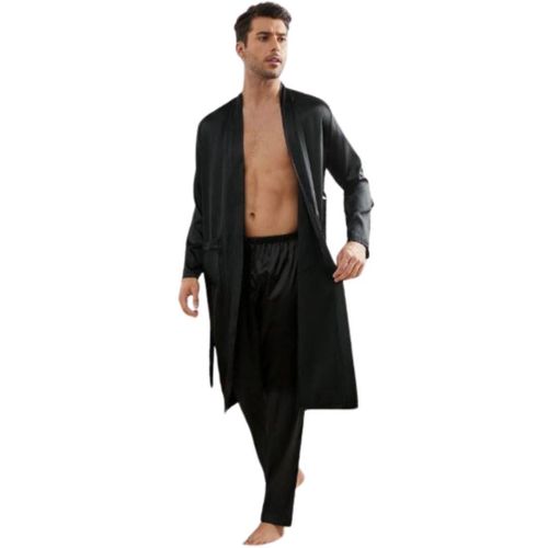 product_image_name-Generic-بيجامه ستان رجالي قطعتين لون اسود-1