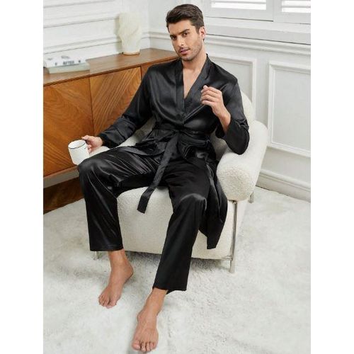 product_image_name-Generic-بيجامه ستان رجالي قطعتين لون اسود-3