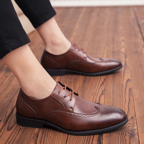 Shop EUR Size 38-48 High Quality Mens Dress Shoes Italian Style Luxury  Business Office Shoes Men-Brown