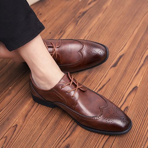 Shop EUR Size 38-48 High Quality Mens Dress Shoes Italian Style Luxury  Business Office Shoes Men-Brown