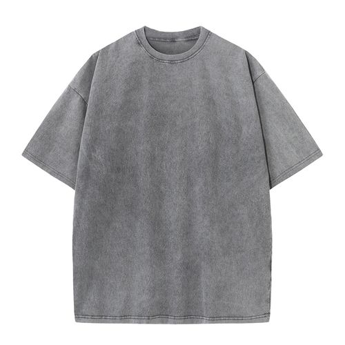 Fashion (GREY)High Quality Customize Cotton Washed Tee Worn Crewneck  T-Shirts Your OWN Design Brand Logo/Picture/Text Customzation DIY Top Tee  OLD @ Best Price Online