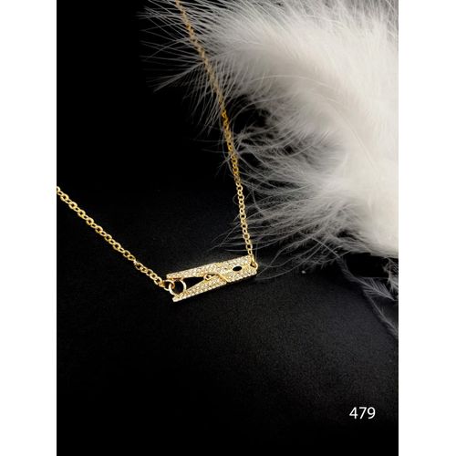 3Diamonds Elegant Gold Plated Clothespin Pendant Necklace With Diamond Accents Best Price Online Jumia Egypt