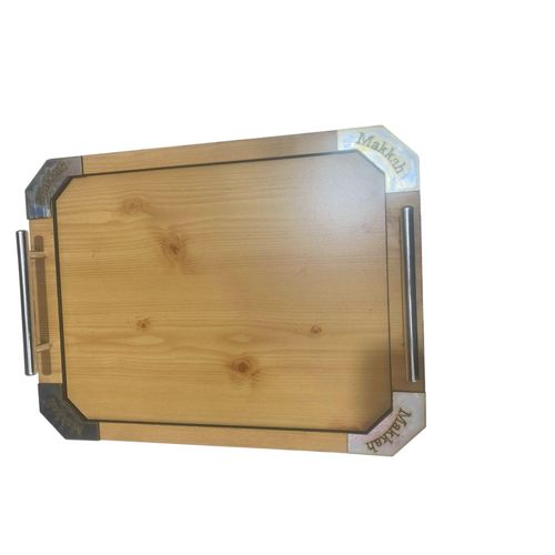 product_image_name-Generic-صواني تقديم بتصميم خشبي مع إطار معدني أسود وزوايا خشبية، طقم صواني متعددة الأحجام _ طقم من قطعتين _ صينيه سعه 12 كوب + صينيه سعه 6 اكواب منتج عملي مناسب للمنزل وللهدايا-3