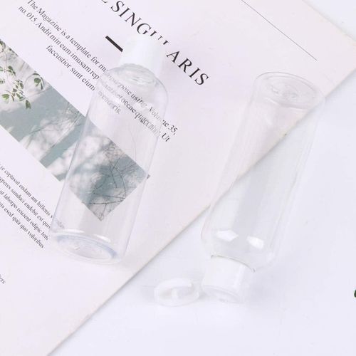 product_image_name-Generic-مجموعة زجاجات سفر فارغة شفافة 30 قطعة 100 مل زجاجات صغيرة بغطاء مقلوب قابلة لإعادة الاستخدام والتعبئة زجاجات تجميل بلاستيكية مقاومة للتسرب للسوائل، أبيض، 12X4 سم-3