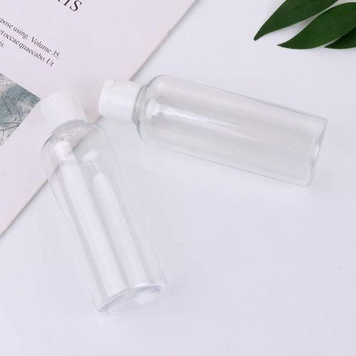 product_image_name-Generic-مجموعة زجاجات سفر فارغة شفافة 30 قطعة 100 مل زجاجات صغيرة بغطاء مقلوب قابلة لإعادة الاستخدام والتعبئة زجاجات تجميل بلاستيكية مقاومة للتسرب للسوائل، أبيض، 12X4 سم-5