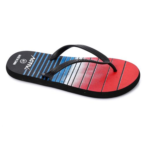 Buy Activ Stripped Rubber Black, Red & White One Thong Flip Flop in Egypt