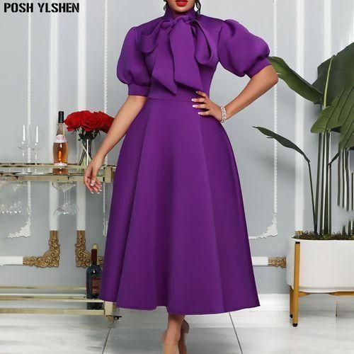 Fashion Long Summer Dress African Dresses For Women Elegant Bow Tie Abaya Robe Longue Femme Casual Vestidos Short Sleeve OutfitsPurple Best Price Online Jumia Egypt