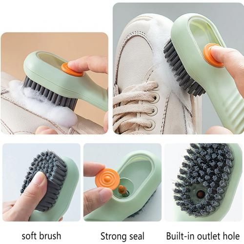 Automatic Liquid Adding Cleaning Brush, Multifunctional Liquid Shoe Brush,  Household Soft Bristle Cleaning Brush, Press Type, for Clothes and Shoes.  (with Hook Up) (Green) price in Egypt,  Egypt