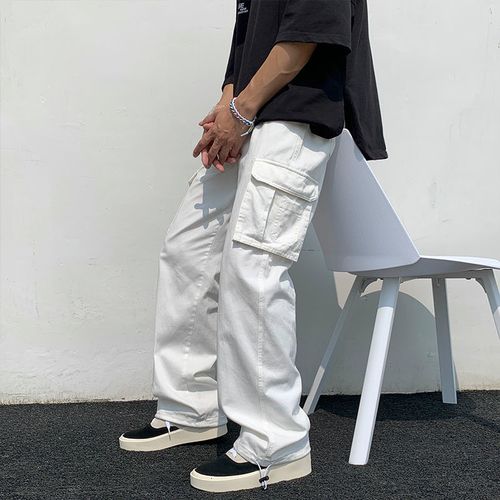 Loose Cargo Pockets Straight Casual Men Pants