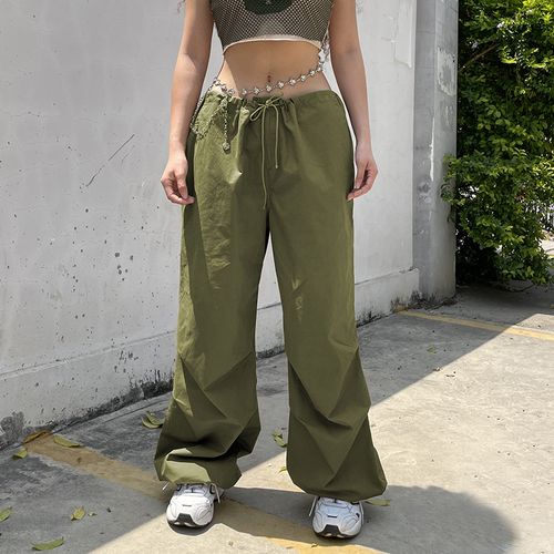 Cargo Pants Women Baggy Low Waisted Y2K Parachute Wide Leg