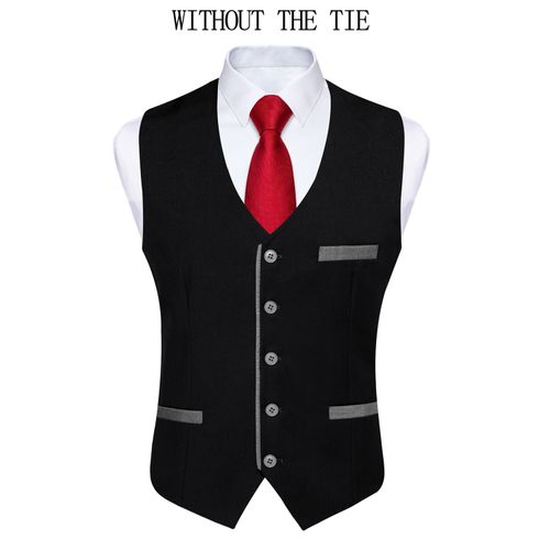 Slim Fit Suit Vest - Black - Men