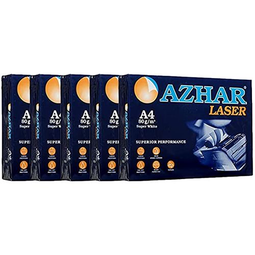 Buy Azhar A4 Print And Copy Paper - 80G - 5 Reams - Super White - 2500 Sheets in Egypt