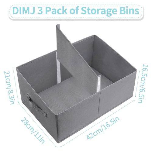 DIMJ Closet Storage Bins, 3 Pack Storage Baskets for Shelves