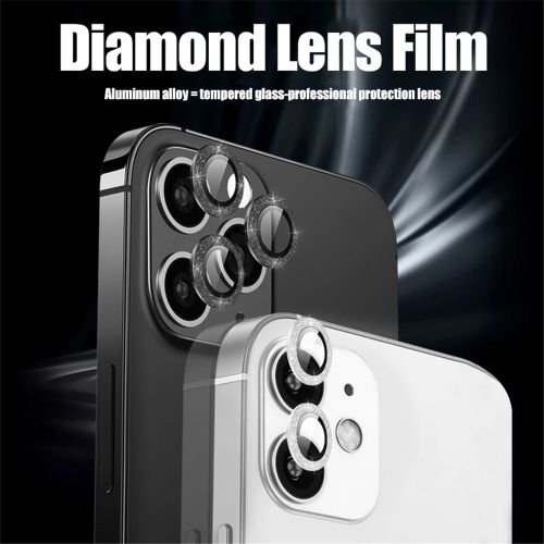 Diamond Glitter Camera Lens Protector on for iPhone 13 12 Pro Max Mini  Metal Ring Lens Glass on iPhone 11 Pro Max Protective Cap 