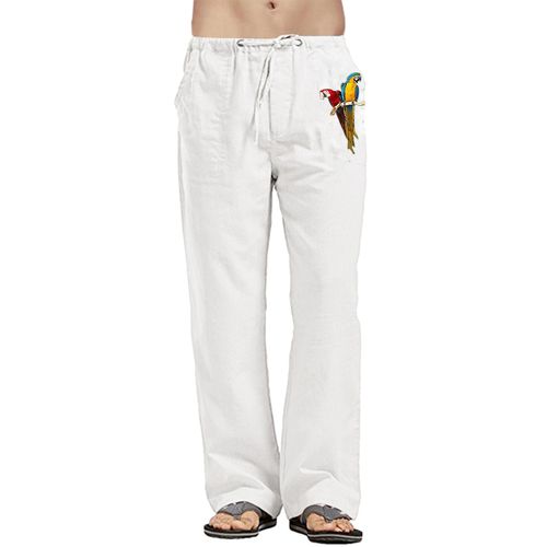 Men Casual Beach Trousers Cotton Elastic Waistband Summer Pants (White,  Small) : Amazon.in: Clothing & Accessories