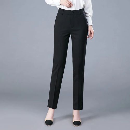 Fashion (black)2022 New Grey High Waist Formal Work Pantalones