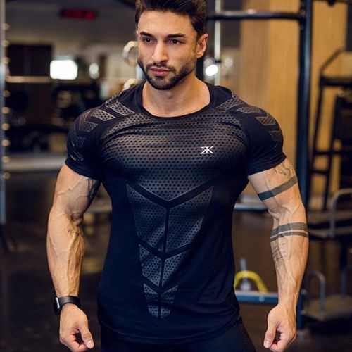 Fashion Mens Compression T-shirt Jogger Sporting Skinny Tee Shirt Male Gyms  Fitness Bodybuilding Workout Black Tops Quick Dry Clothing(#C1) @ Best  Price Online