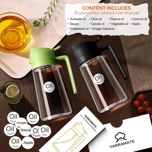 product_image_name-Generic-موزع زيت الزيتون، بخاخ زيت 2 في 1 للطبخ، زجاجة بخاخ زيت زجاجية سعة 16 أونصة/470 مل مع صبابة، موزع زيت بدرجة الغذاء وبخاخ زيت للمطبخ، للسلطة، الطهي، الشواء (أسود وأخضر)-2