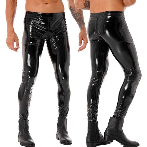 Fashion Mens Male Leggings Motorcycling Party Tights Pants Patent Leather  Motobiker Skinny Pants Two-way Zipper Crotch Trousers Clubwear @ Best Price  Online