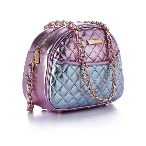 Joy &amp; Roy شنطه كروس جلد لامع لونين - بينك داكن وازرق فاتح