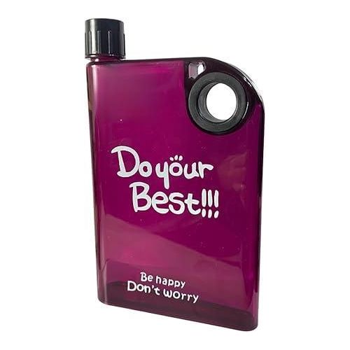 product_image_name-Generic-زجاجة مياه مسطحة محمولة مقاس A5 سعة 400 مل، زجاجة شرب بلورية رفيعة للغاية قابلة لاعادة الاستخدام ومضادة للتسرب للمدرسة والمكتب والسفر والرياضة والانشطة الخارجية، خالية من البيسفينول ايه (نبيتي)-1