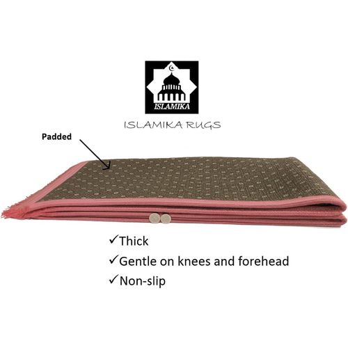 product_image_name-Generic-سجادة صلاة إسلامية سميكة للأطفال والرجال والنساء مع مسبحة صلاة إسلامية للعيد والسفر ورمضان، ناعمة وفاخرة (لون وردي).-2