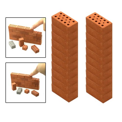 اشتري 20x Clay Fired Mini Bricks  Bricks For Dolls House Fairy Red في مصر