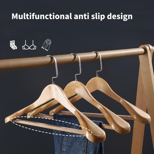 تسوق Sturdy Wood Hanger Premium Wood Suit Hanger Non-slip for Wrinkle-free  Wooden Color اونلاين