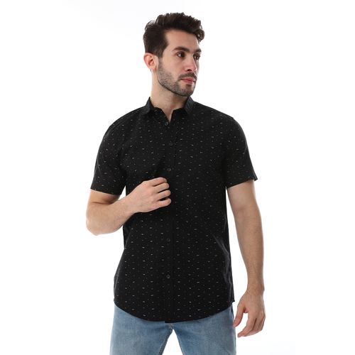 Buy White Rabbit Self Pattern Buttons Down Closure Shirt - Black in Egypt