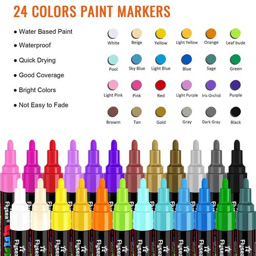  24 Colors Three Tips Paint Pens Paint Markers, Acrylic Markers  Pens With Fine Tip Medium Tip Chisel Tip, Acrylic Paint Pens for Rock  Painting, Wood, Canvas, Ceramic, Fabric, Arts and Crafts