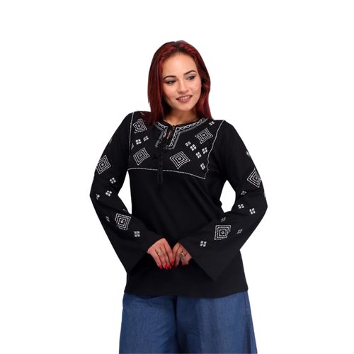 Buy Women's Summer Embroidered  T-shirt Long Sleeve in Egypt