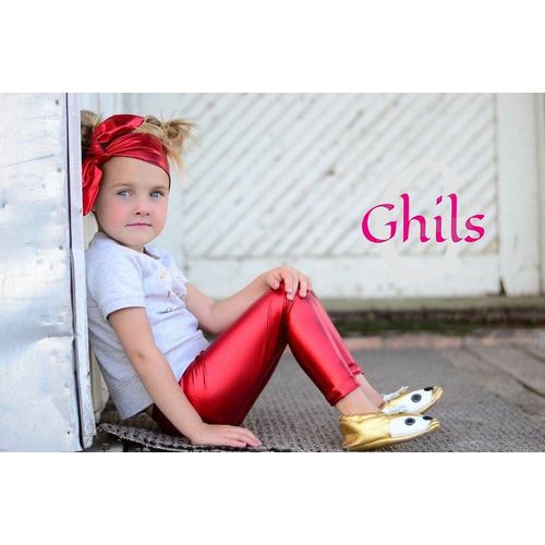 Ghils Leggings - Ghils . Girls' Lycra Disco Leather Pants - Red